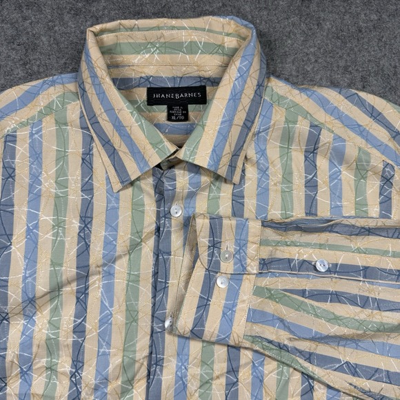 Jhane Barnes Silk Blend Shirt Men's XL Multicolor Striped Button-Down Designer - Picture 1 of 10